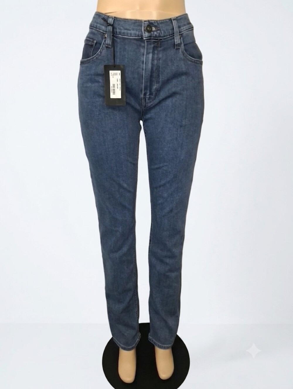 Paige New Classic High-Rise Straight Jeans in Medium Blue